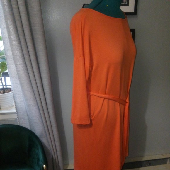 Michael Stars Dylan High Low Boatneck Dress in Orange Sz L - Picture 16 of 16